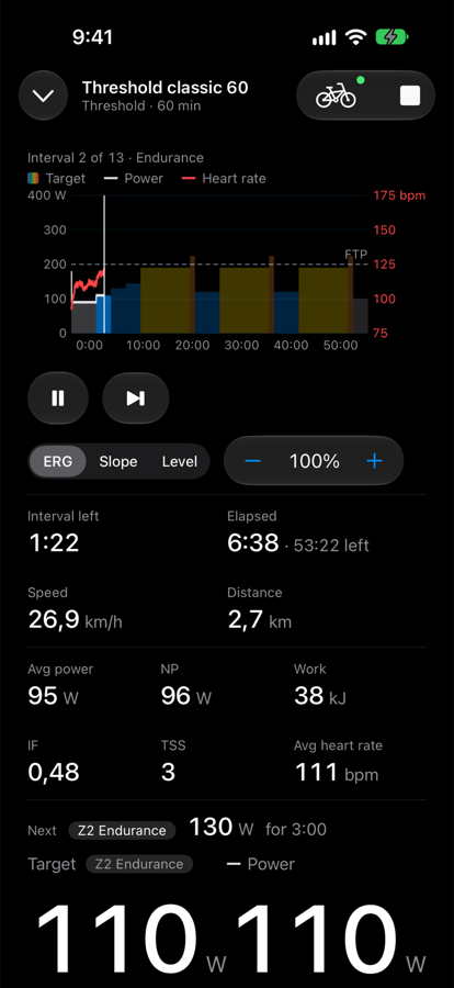 Ride on iPhone, mid workout
